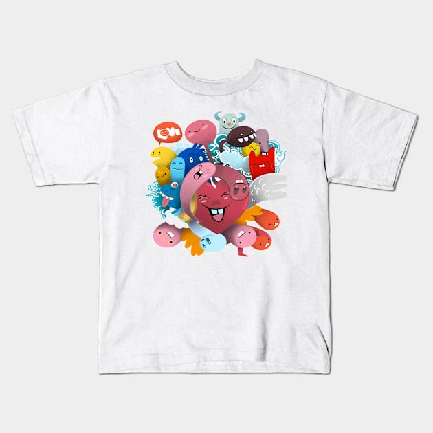 Cute  Monsters group ,Set of funny cute monsters Kids T-Shirt by 9georgeDoodle